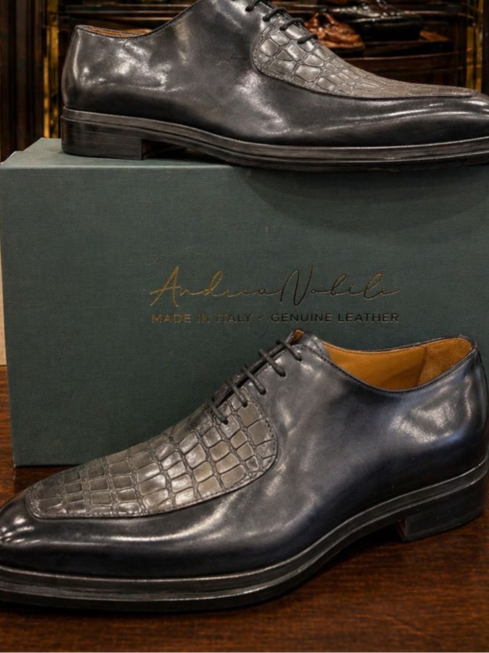 Men's Black Leather Dress Oxfords
